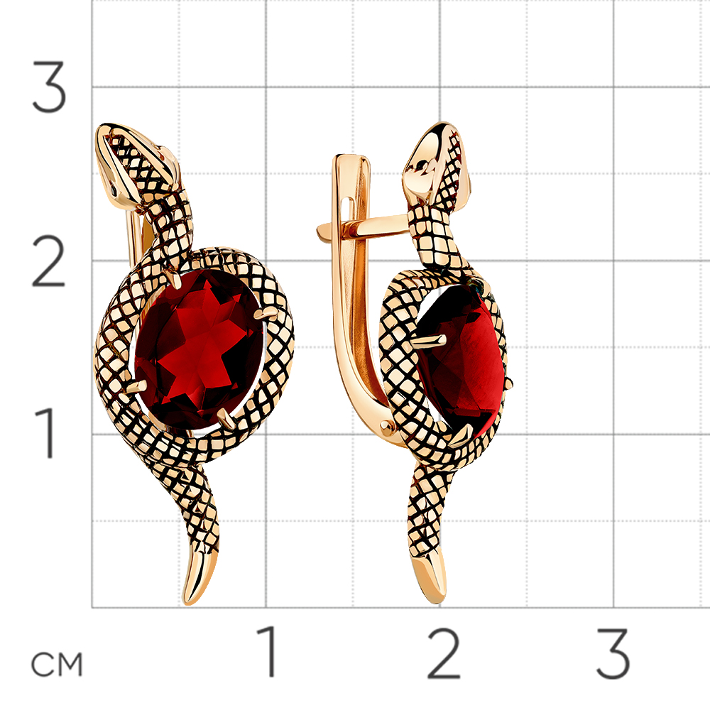 Cercei din aur roșu cu pietre Cubic zirconia, Granat