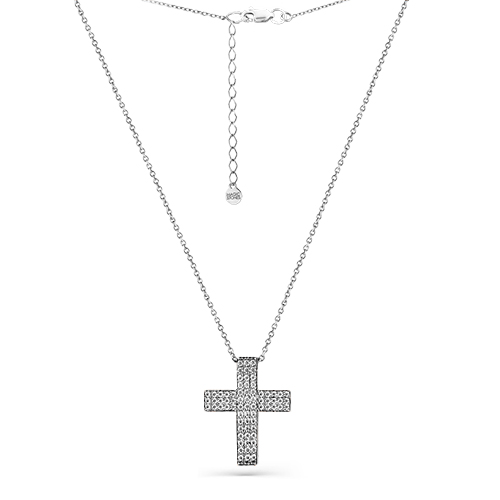 Colier din aur alb cu pietre Cubic zirconia