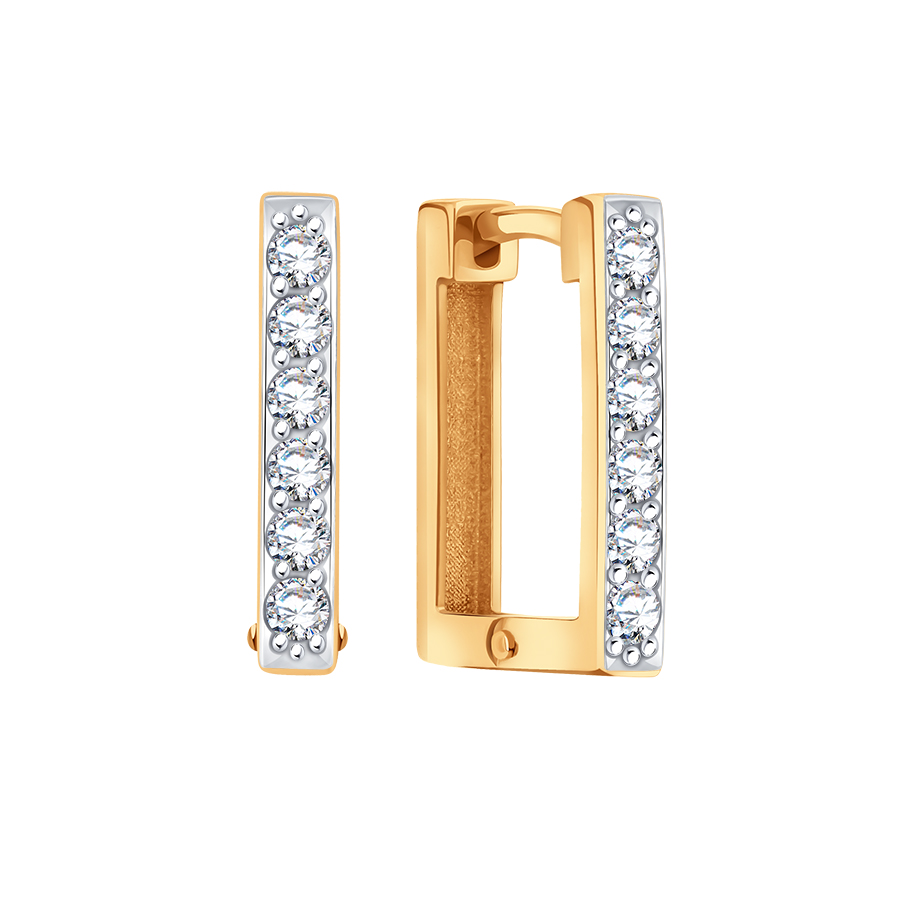 Cercei din aur roșu cu pietre Cubic Zirconia Incolor