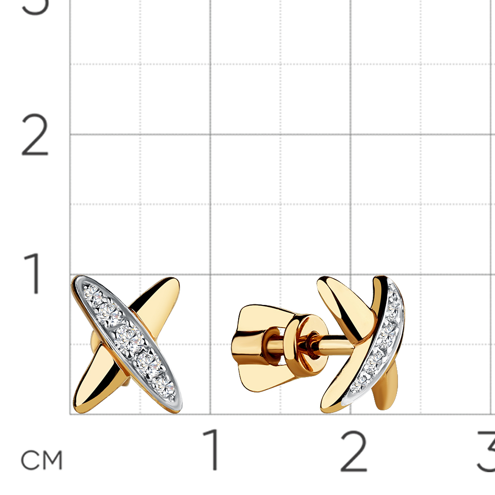 Cercei Pusete din aur roșu cu pietre Cubic Zirconia Incolor