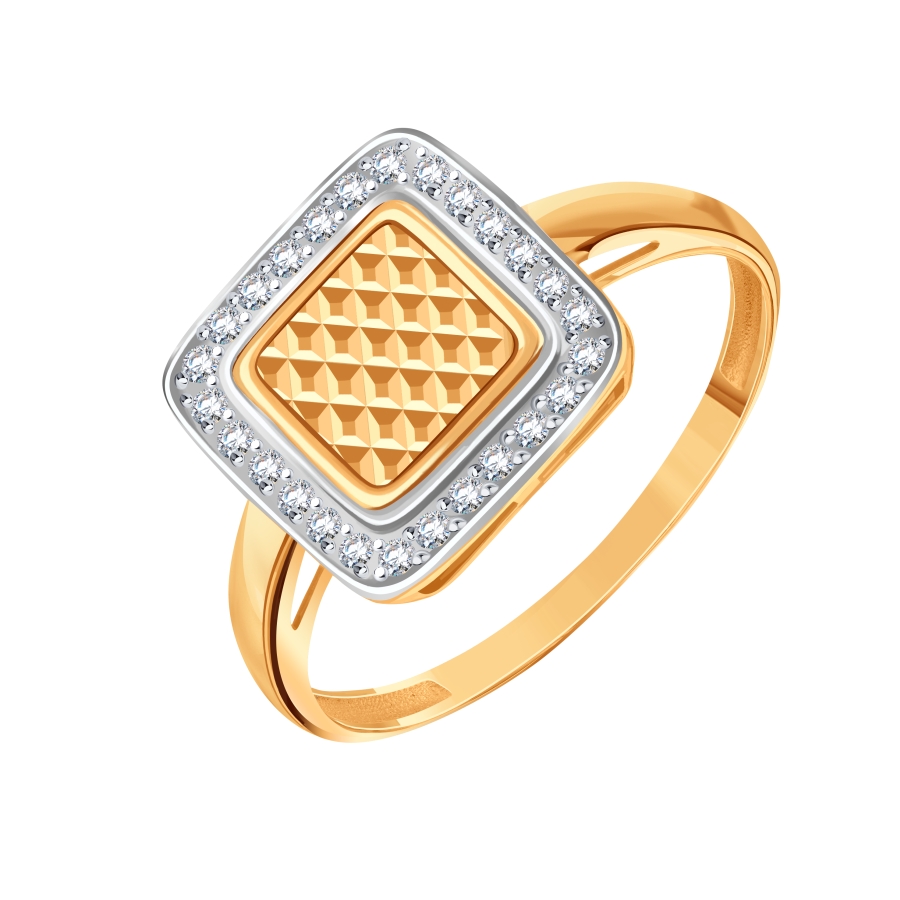 Inel din aur roșu cu pietre Cubic Zirconia Incolor