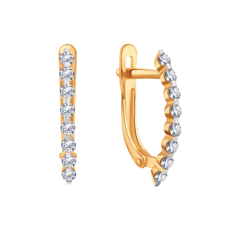 Cercei din aur roșu cu pietre Cubic Zirconia Incolor