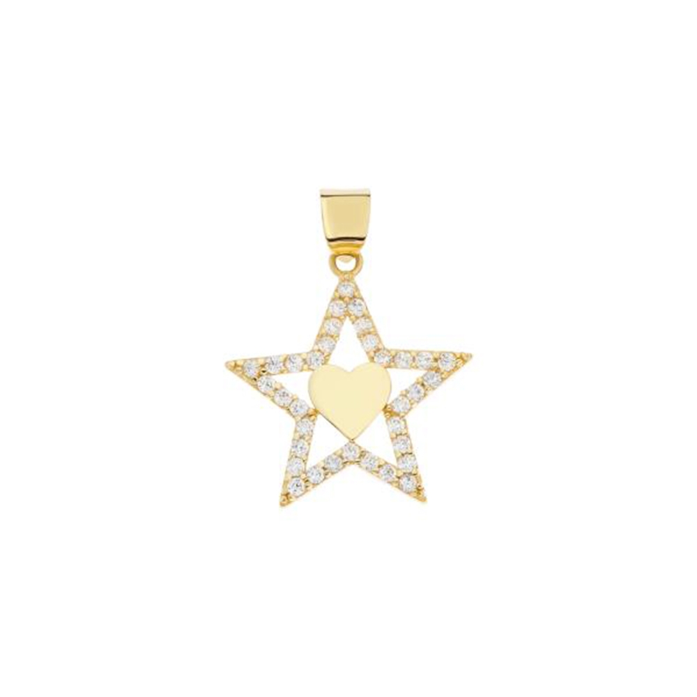 Pandantiv din aur galben cu pietre Cubic Zirconia Incolor