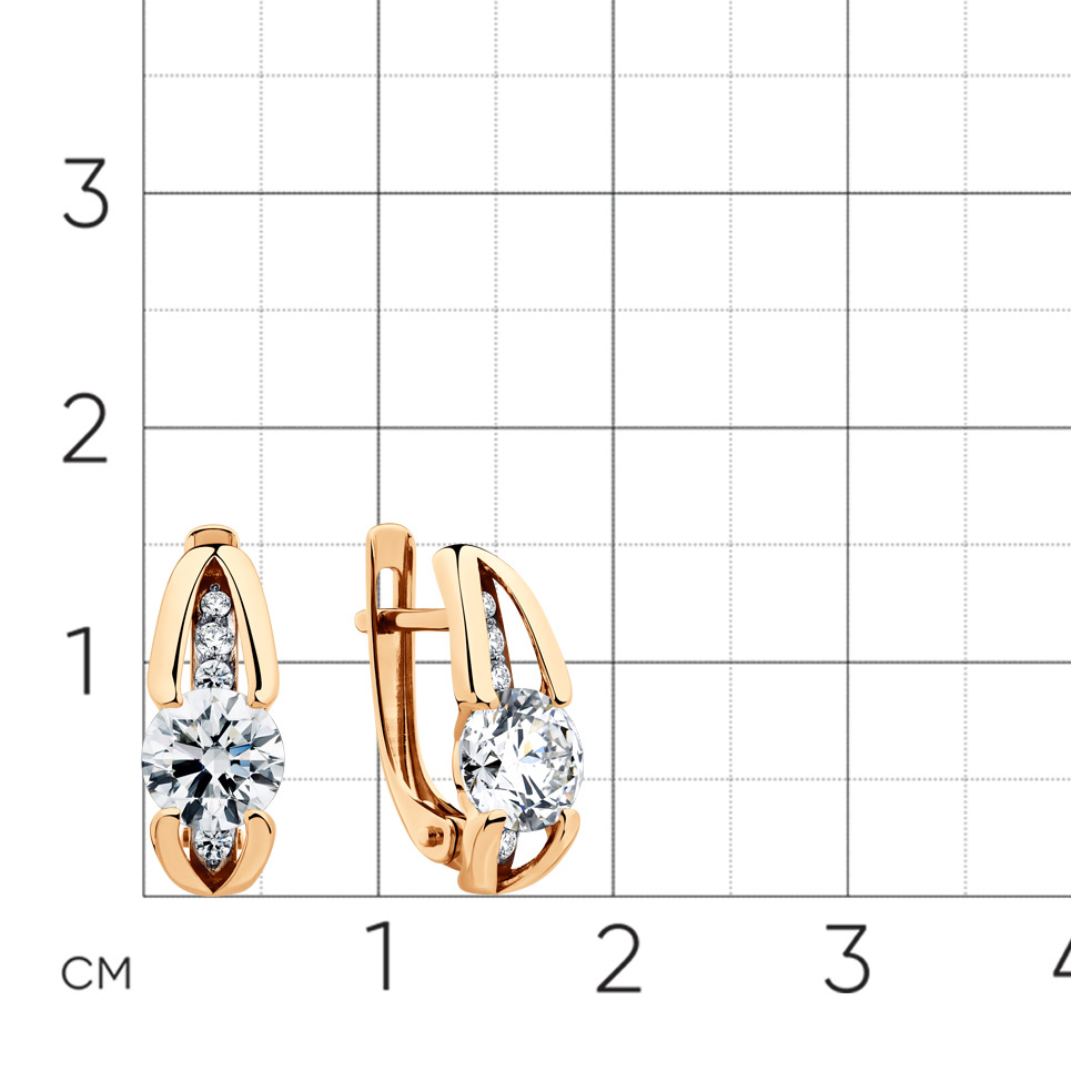 Cercei din aur roșu cu pietre Cubic Zirconia Incolor