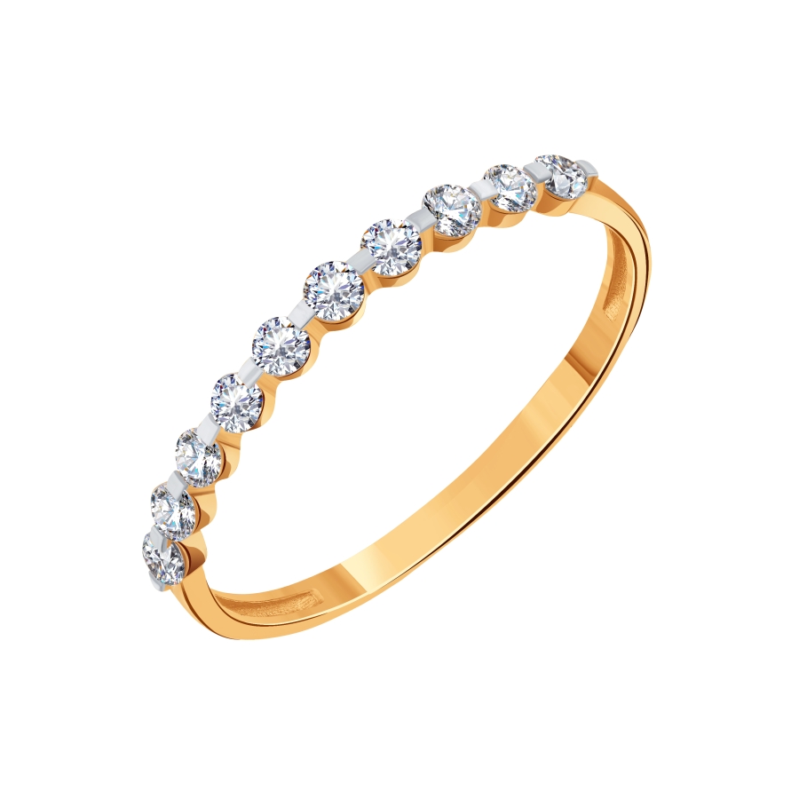 Inel din aur roșu cu pietre Cubic zirconia