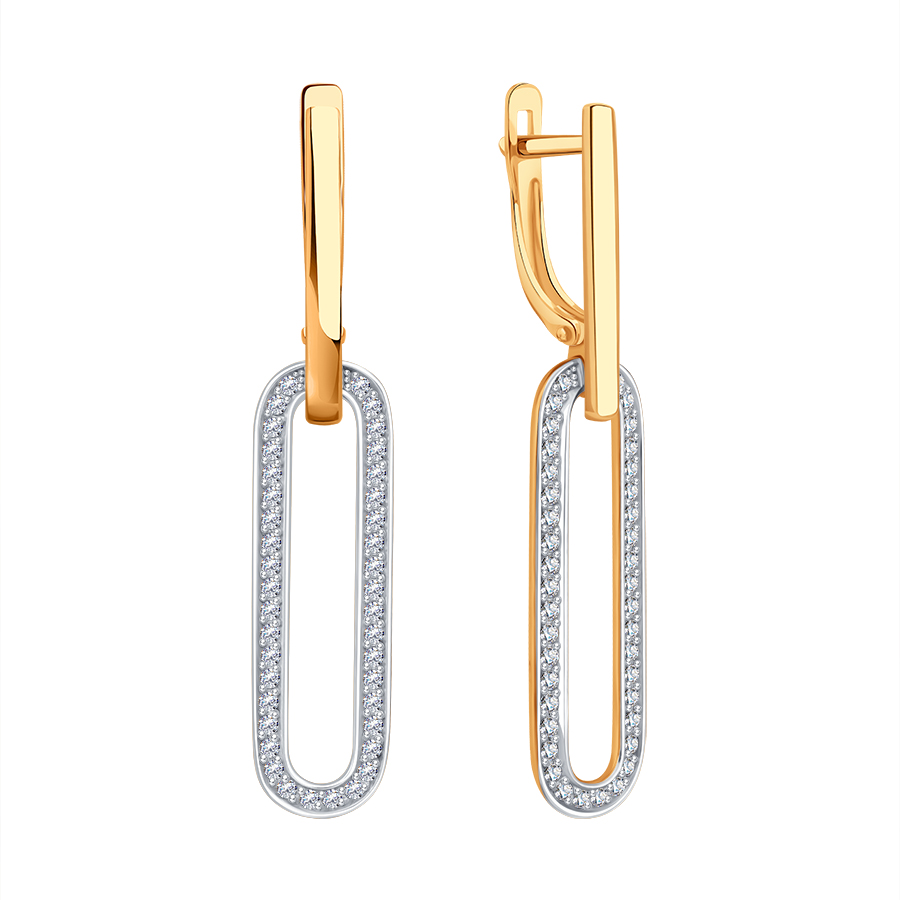 Cercei Suspendați din aur roșu cu pietre Cubic Zirconia Incolor