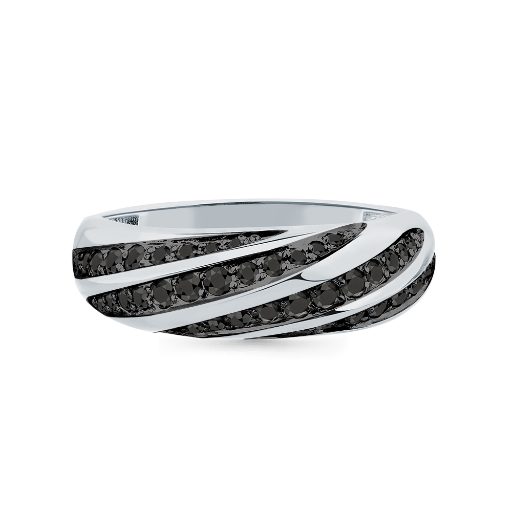 Inel din aur alb cu pietre Cubic Zirconia Negru