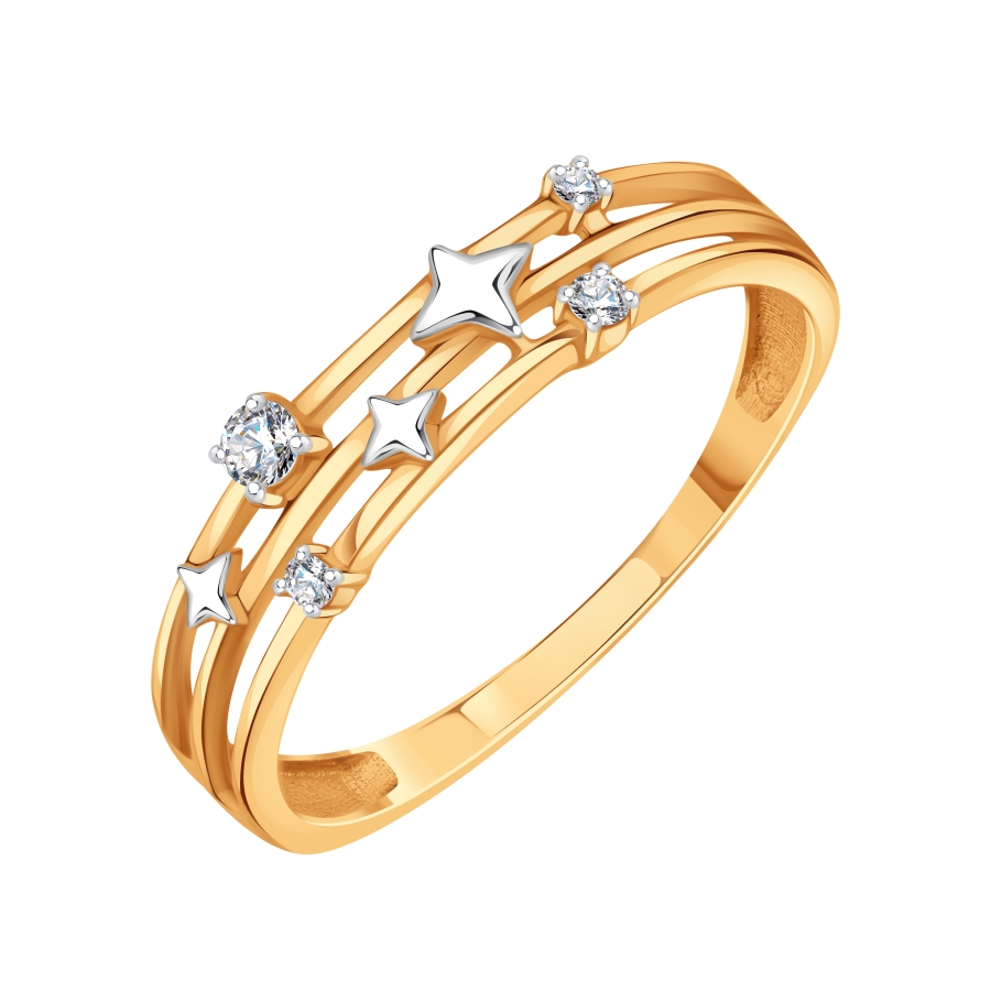 Inel din aur roșu cu pietre Cubic Zirconia Incolor