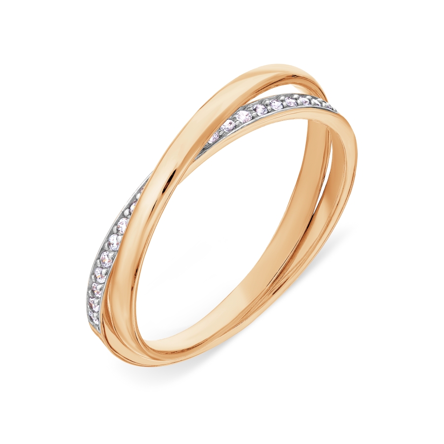 Inel din aur roșu cu pietre Cubic Zirconia Incolor