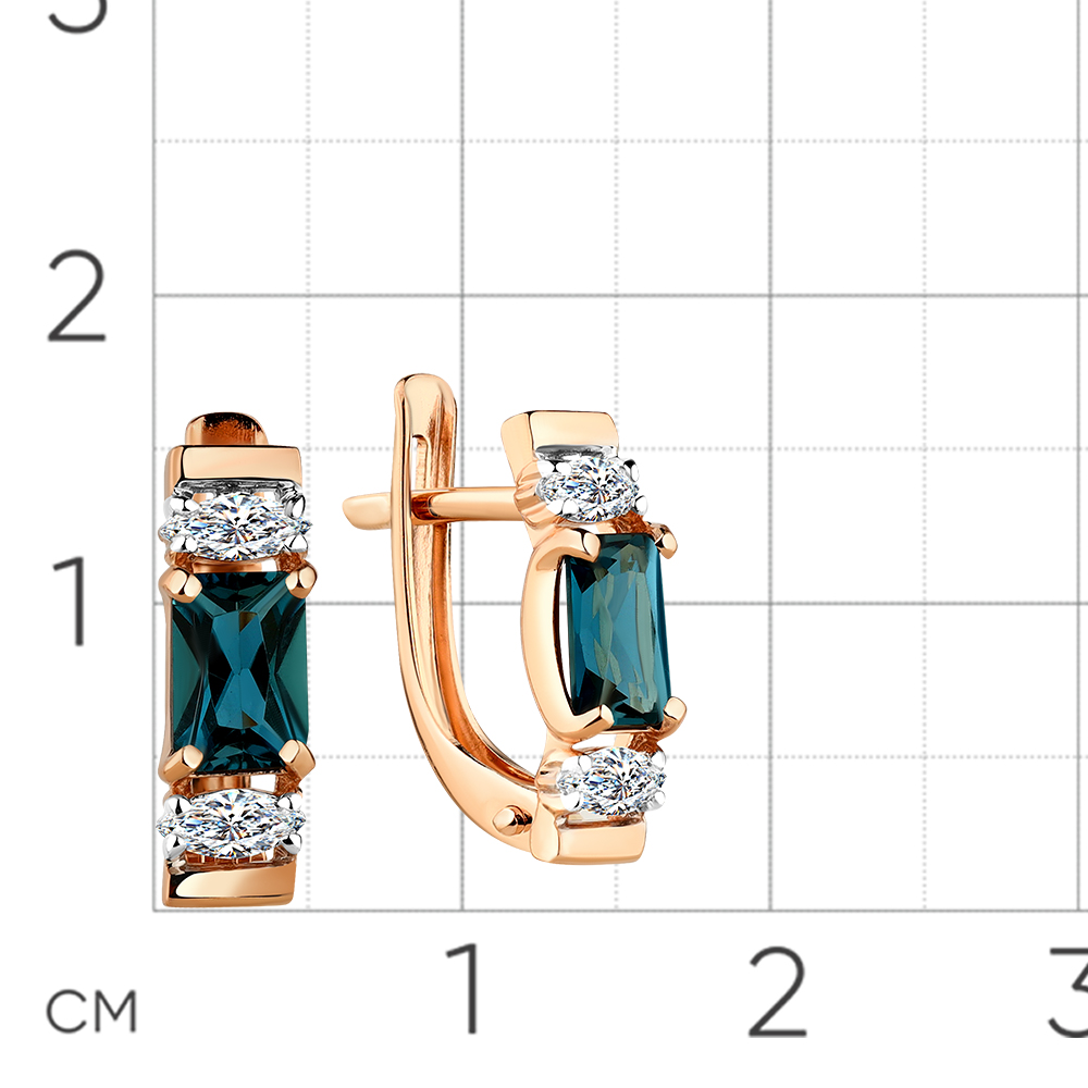 Cercei din aur roșu cu pietre Cubic zirconia, Topaz London