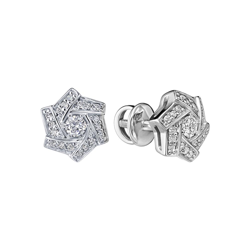 Cercei Pusete din aur alb cu pietre Diamant