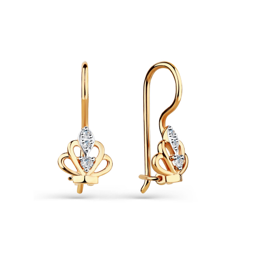 Cercei p-u copii din aur roșu cu pietre Cubic Zirconia Incolor