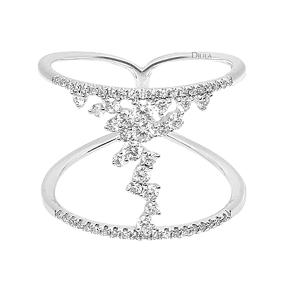 Inel din aur alb cu pietre Diamant