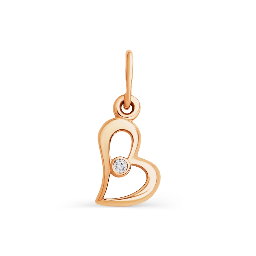 Pandantiv din aur roșu cu pietre Cubic Zirconia Incolor