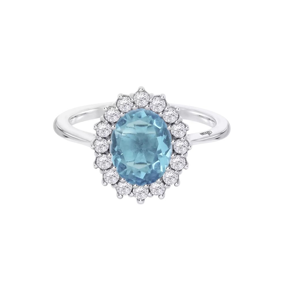 Inel din argint  cu pietre Cubic Zirconia Incolor, Cubic Zirconia Albastru