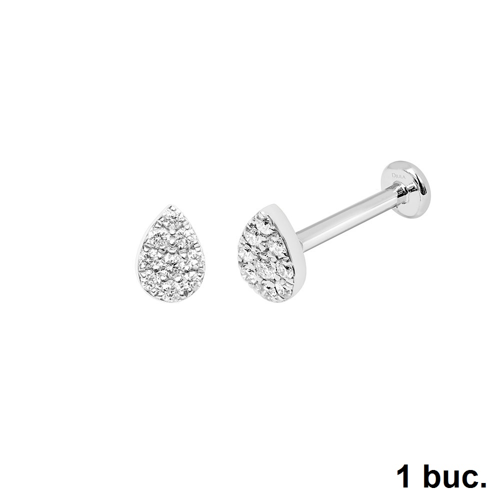 Cercel din aur alb cu pietre Diamant