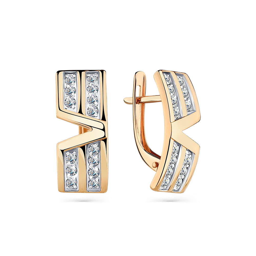 Cercei din aur roșu cu pietre Cubic Zirconia Incolor