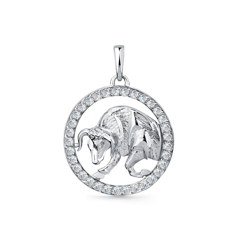 Pandantiv din aur alb cu pietre Cubic Zirconia Incolor