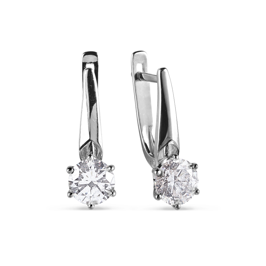 Cercei din aur alb cu pietre Cubic Zirconia Incolor