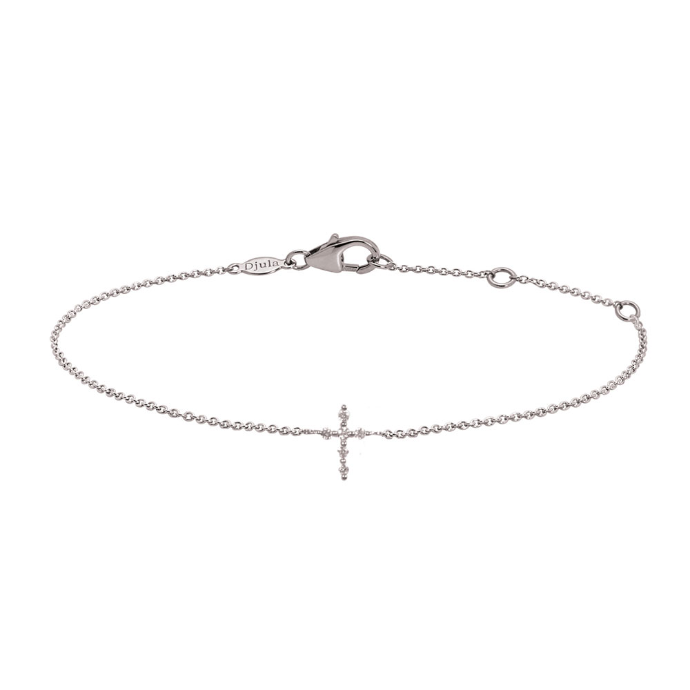 Brățară Cruce din aur alb cu pietre Diamant