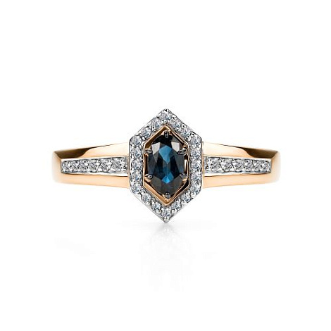 Inel din aur roșu cu pietre Diamant, Safir