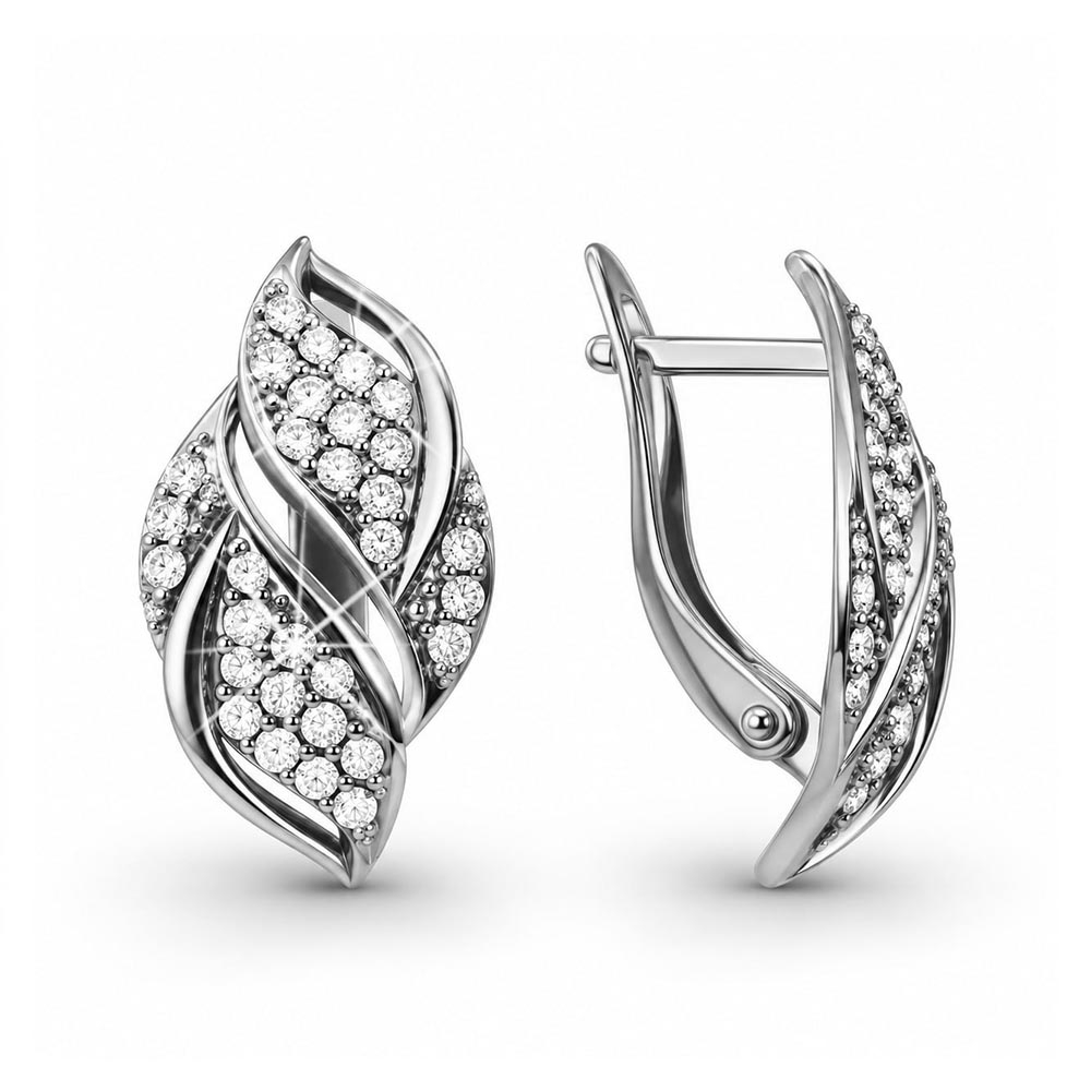 Cercei din aur alb cu Cubic Zirconia Incolor