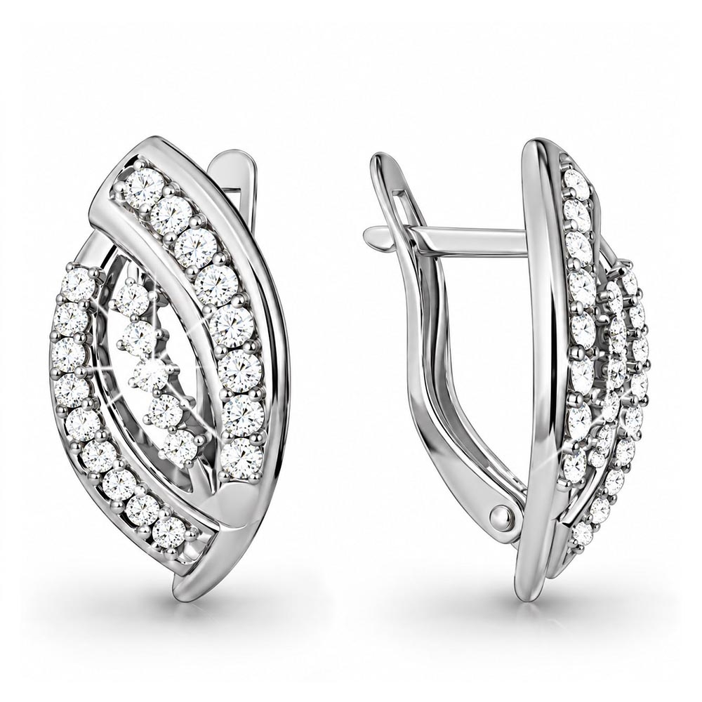 Cercei din aur alb cu Cubic Zirconia Incolor