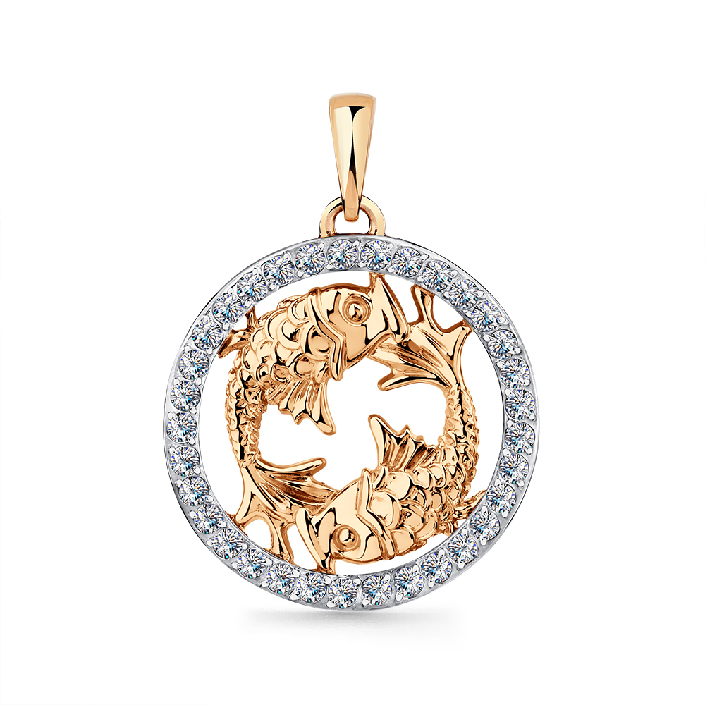 Pandantiv din aur roșu cu pietre Cubic Zirconia Incolor
