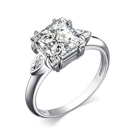 Inel din argint  cu pietre Diamant, Cristal de munte