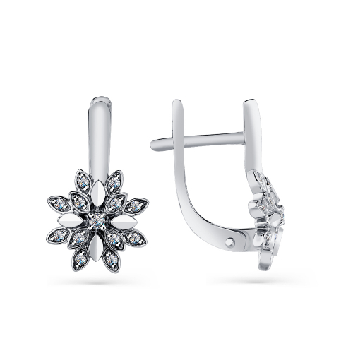 Cercei din aur alb cu pietre Cubic zirconia