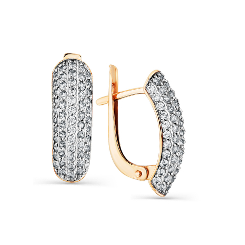 Cercei din aur roșu cu pietre Cubic zirconia
