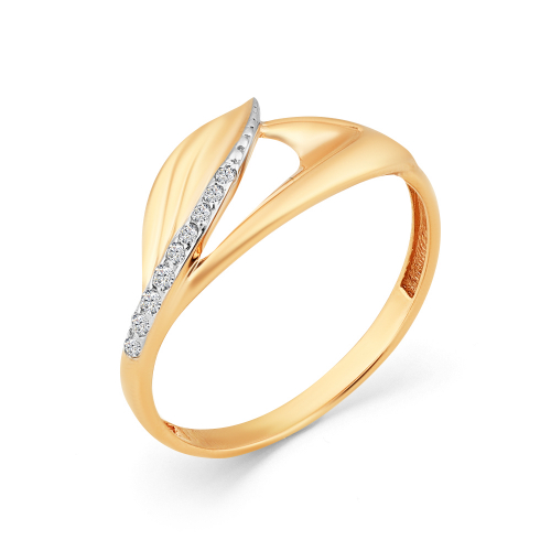 Inel din aur roșu cu pietre Cubic Zirconia Incolor
