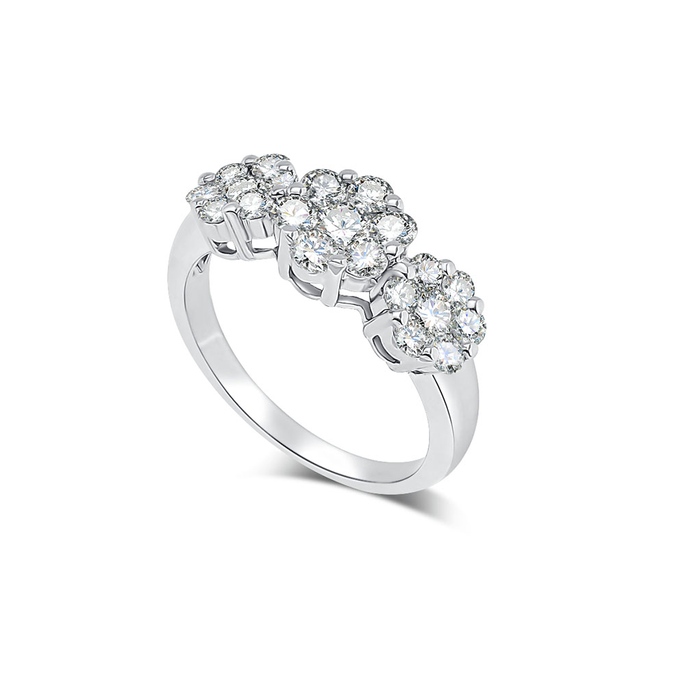 Inel din aur alb cu pietre Diamant
