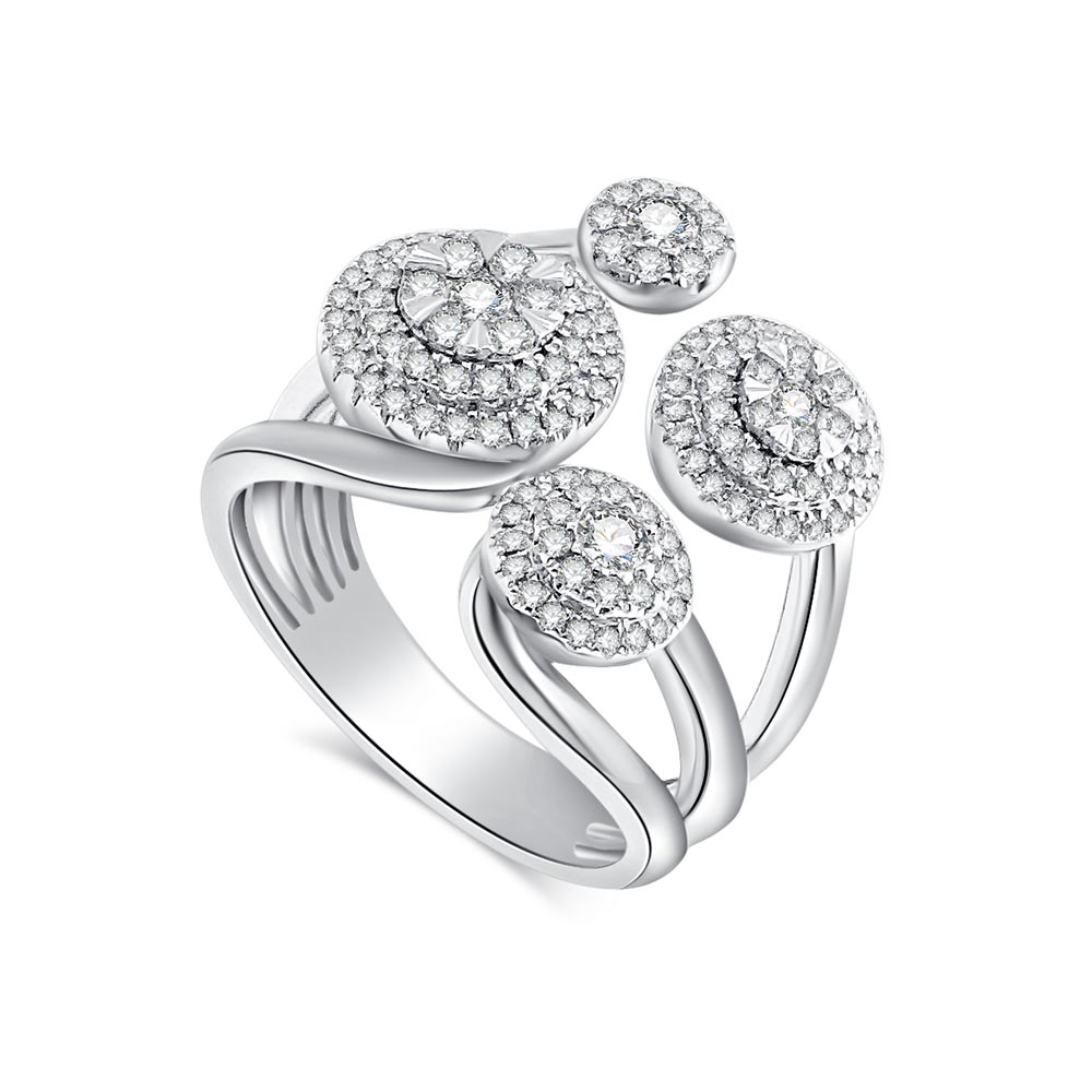 Inel din aur alb cu pietre Diamant