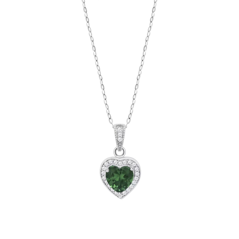 Colier din argint  cu pietre Cubic Zirconia Incolor, Cubic Zirconia Verde