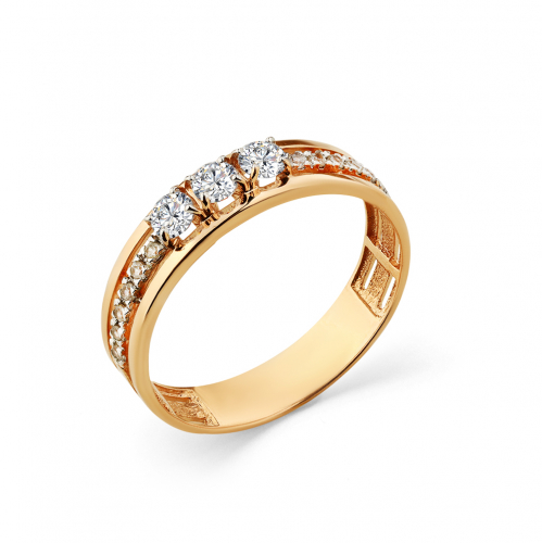 Inel din aur roșu cu pietre Cubic zirconia