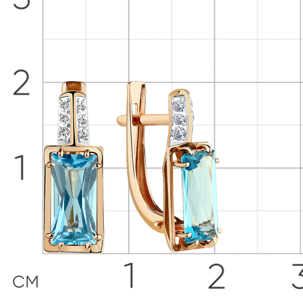 Cercei din aur roșu cu pietre Cubic Zirconia Incolor, Topaz Swiss