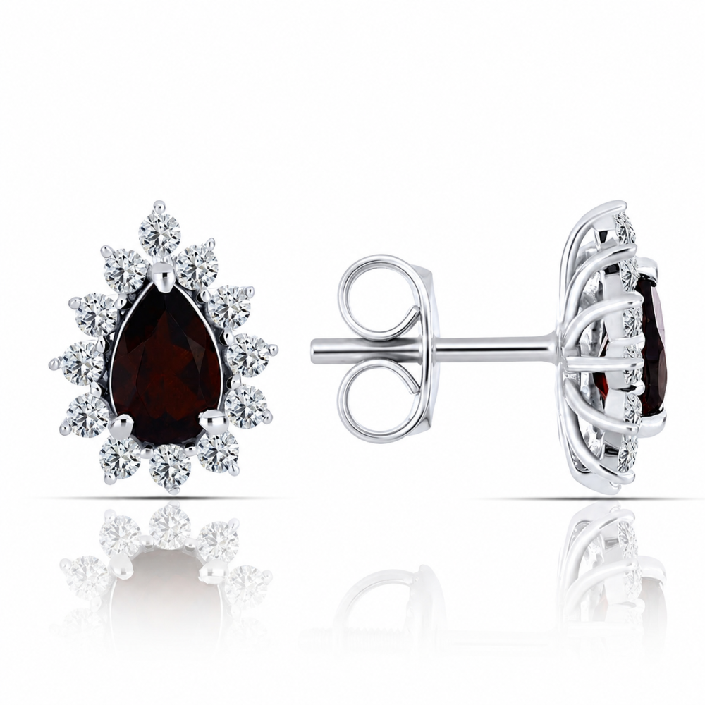 Cercei din argint cu Cubic Zirconia Incolor, Granat