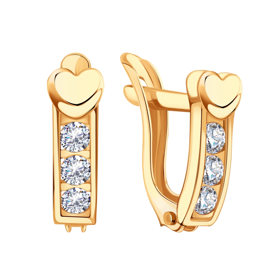 Cercei din aur roșu cu pietre Cubic Zirconia Incolor
