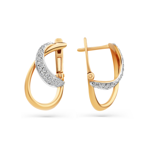 Cercei din aur roșu cu pietre Cubic zirconia