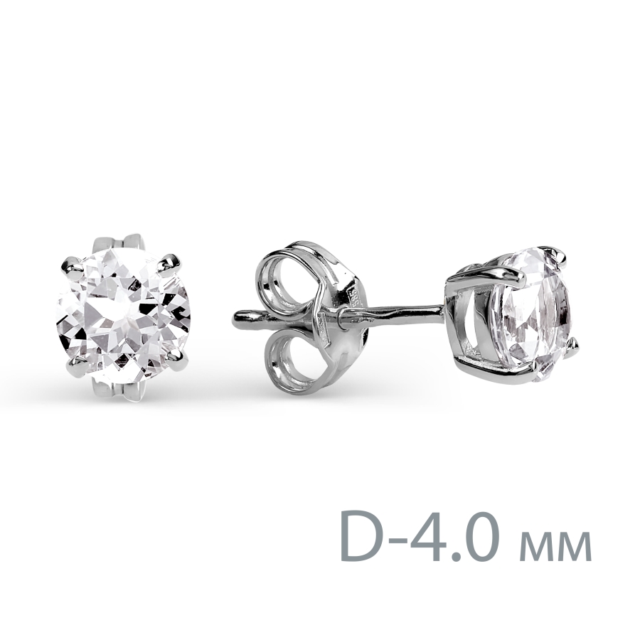 Cercei Pusete din aur alb cu pietre Cubic Zirconia Incolor