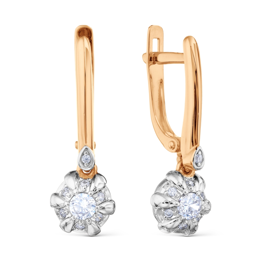 Cercei Suspendați din aur roșu cu pietre Cubic Zirconia Incolor