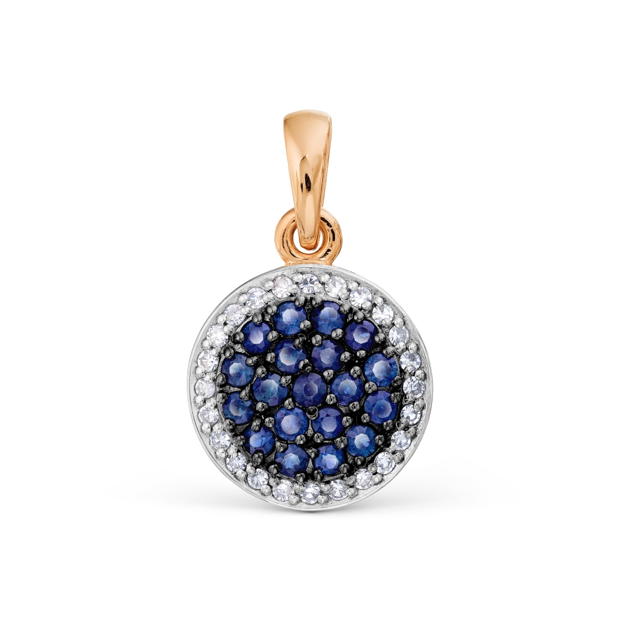 Pandantiv din aur roșu cu pietre Diamant, Safir