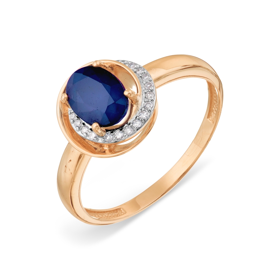 Inel din aur roșu cu pietre Diamant, Safir