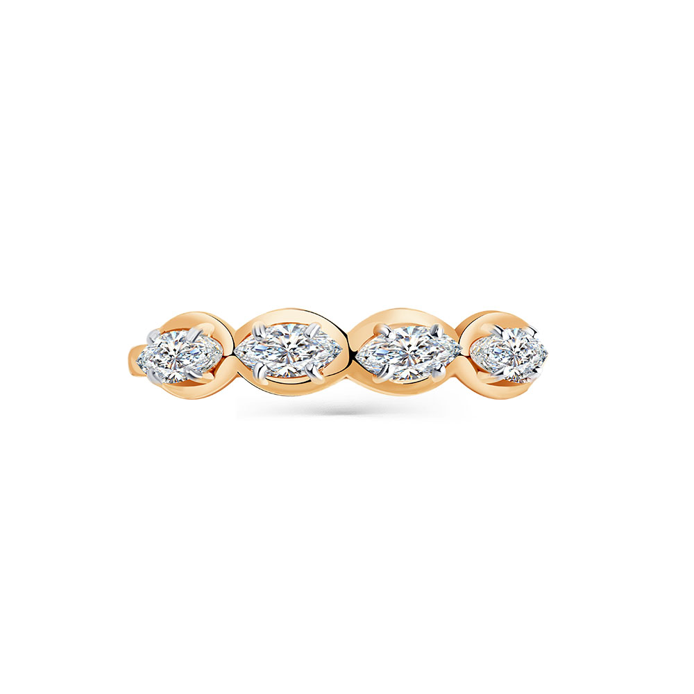 Inel din aur roșu cu pietre Cubic Zirconia Incolor