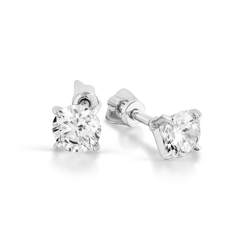 Cercei Pusete din aur alb cu pietre Cubic Zirconia Incolor