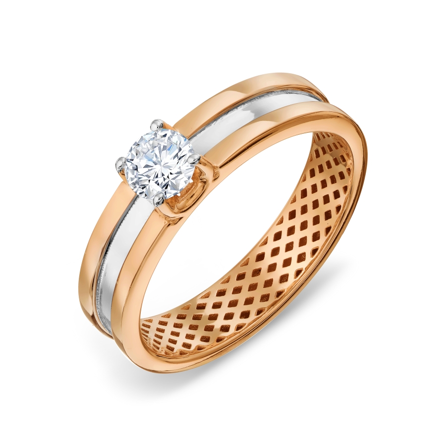Inel din aur roșu cu pietre Cubic zirconia
