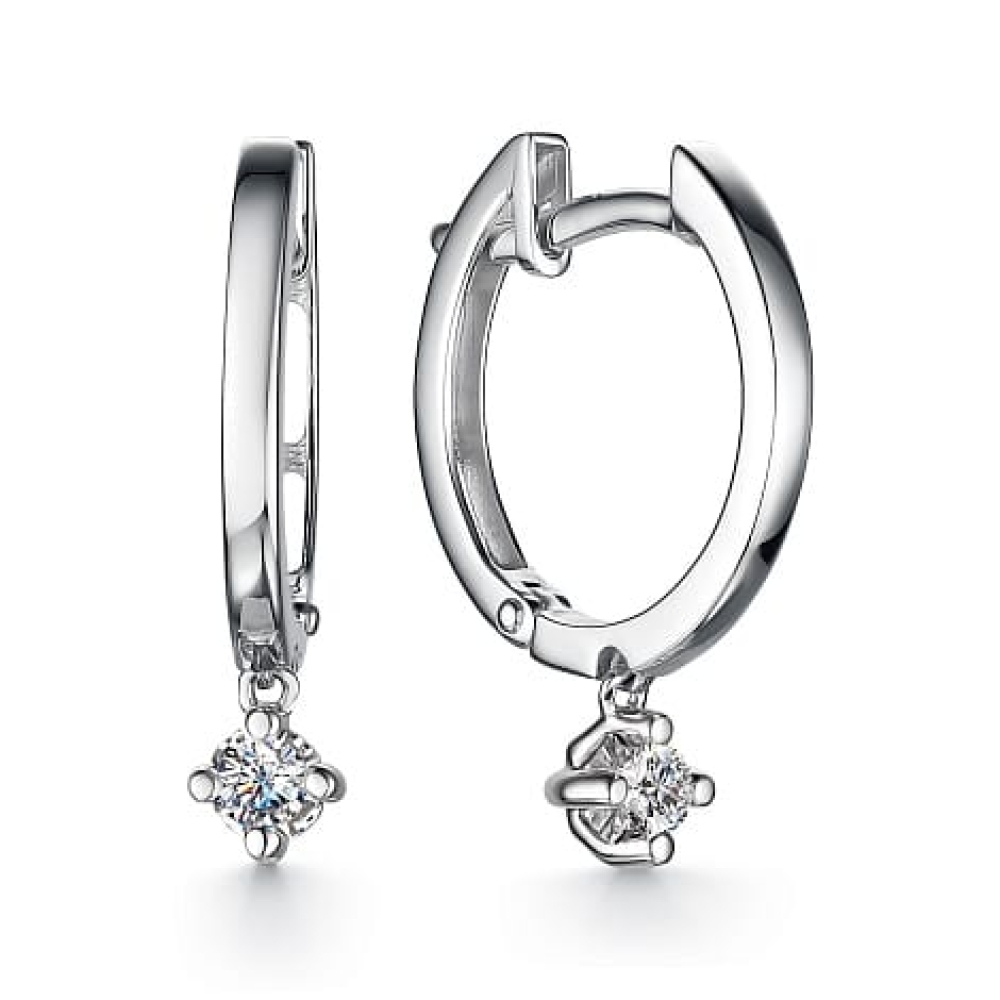 Cercei Creole din aur alb cu pietre Diamant
