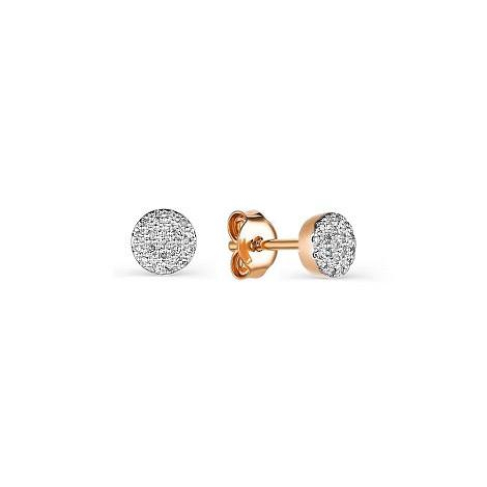 Cercei Pusete din aur roz cu pietre Diamant