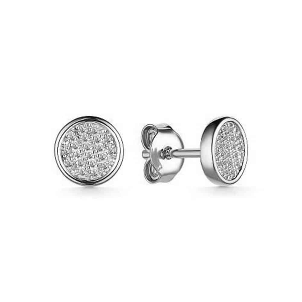 Cercei Pusete din aur alb cu pietre Diamant